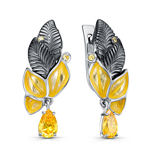 Серьги с английским замком из серебра с фианитом