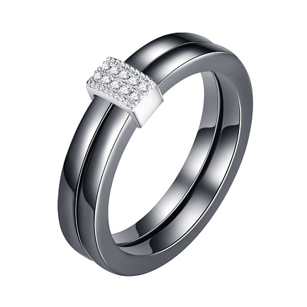 Кольцо из серебра с керамикой, фианитами