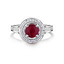 Кольцо из белого золота с бриллиантами, рубином