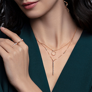 Колье из красного золота с фианитом