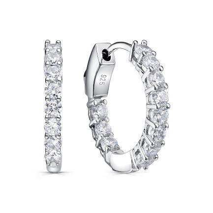 Серьги с английским замком из серебра с фианитами