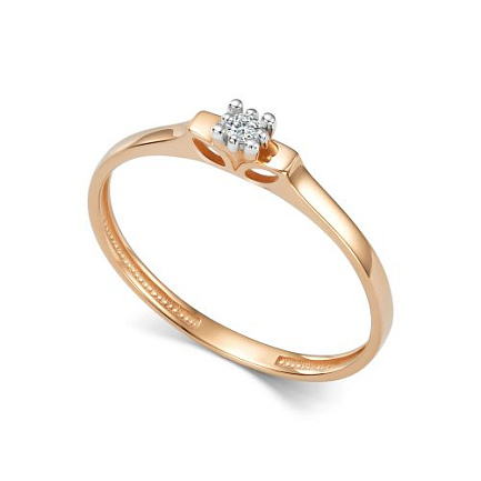 Кольцо из красного золота с бриллиантом