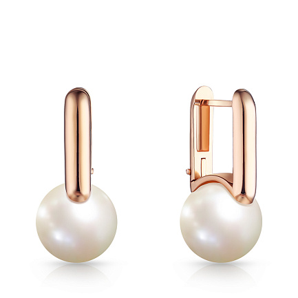 Серьги из красного золота с жемчугом