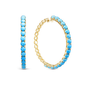 Серьги из желтого золота с бирюзой