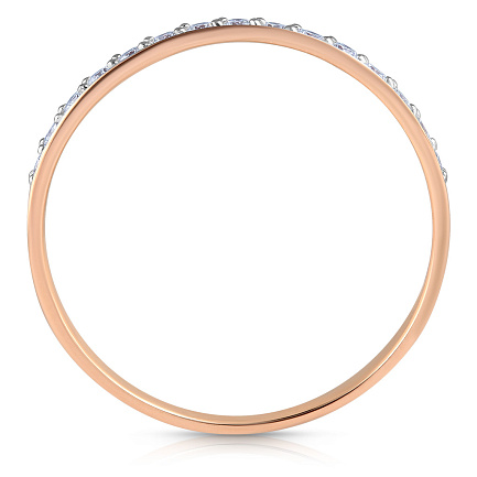 Кольцо обручальное из красного золота с бриллиантами