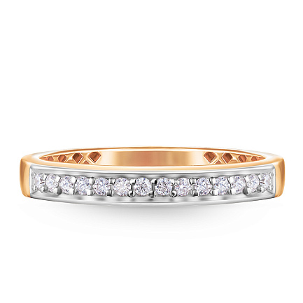 Кольцо обручальное из красного золота с бриллиантами