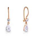 Серьги детские из красного золота с фианитом