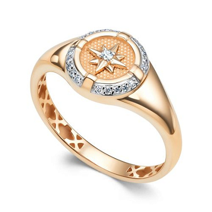 Кольцо из красного золота с бриллиантами