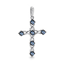 Крест из белого золота с сапфирами