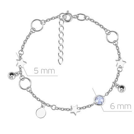 Браслет декоративный из серебра с фианитом