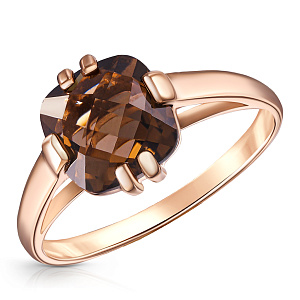 Кольцо из красного золота с раухтопазом