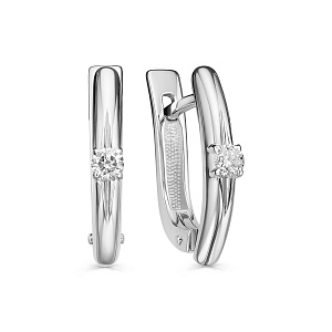 Серьги с английским замком из белого золота с бриллиантами