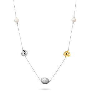 Колье из серебра с цирконием и жемчугом