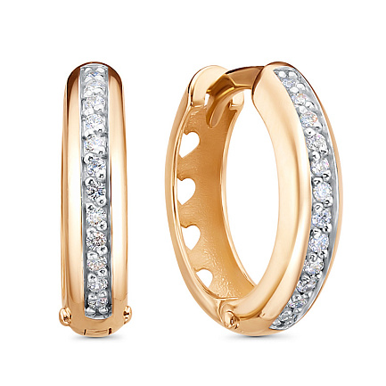 Серьги из красного золота с фианитами