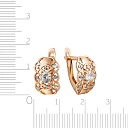 Серьги с английским замком из красного золота с фианитом