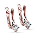 Серьги с английским замком из красного золота с бриллиантами