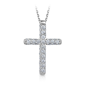 Колье из белого золота с бриллиантами, плетение якорное