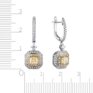 Серьги с английским замком из белого золота с бриллиантами