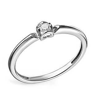 Кольцо из белого золота с бриллиантом