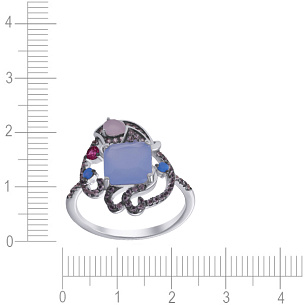 Кольцо из серебра с фианитом, стеклом