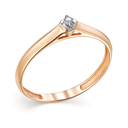 Кольцо из красного золота с бриллиантом