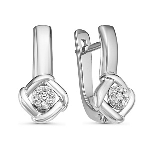 Серьги с английским замком из белого золота с бриллиантом