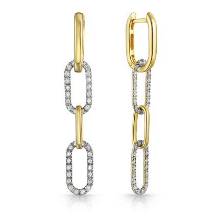 Серьги с английским замком из желтого золота с бриллиантами