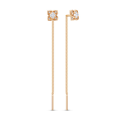 Серьги из красного золота с фианитами