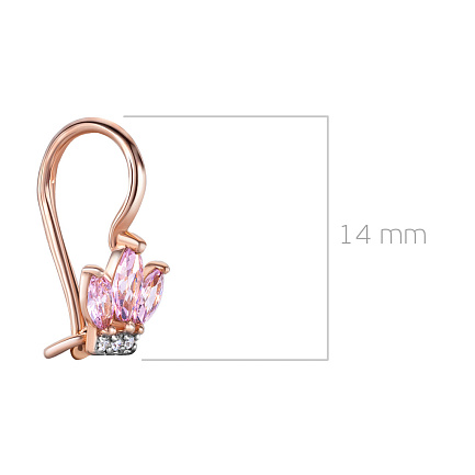 Серьги детские из серебра с фианитом и золочением