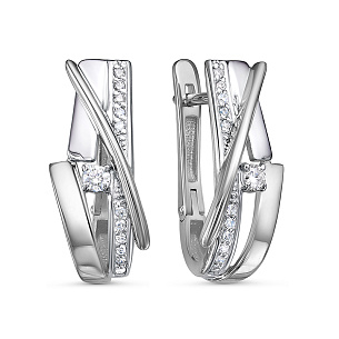 Серьги из белого золота с бриллиантом