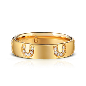 Кольцо обручальное из желтого золота с бриллиантами