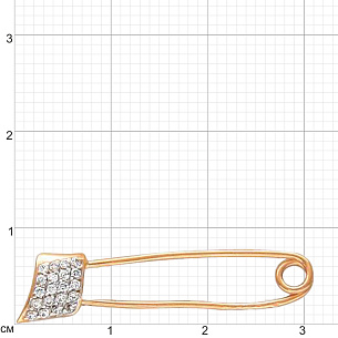 Булавка из красного золота с фианитом