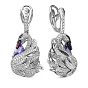 Серьги с английским замком из белого золота с бриллиантами