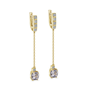 Серьги с английским замком из желтого золота с бриллиантами