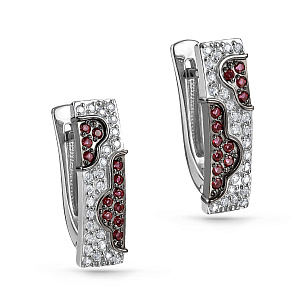 Серьги с английским замком из серебра с фианитом