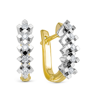 Серьги из желтого золота с бриллиантом