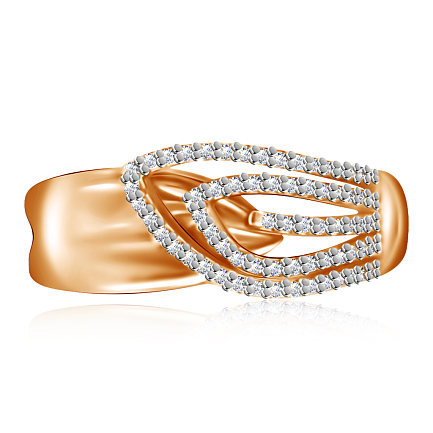 Кольцо из красного золота с фианитом