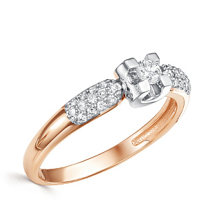 Кольцо из красного золота с бриллиантом