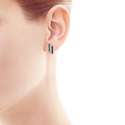 Серьги с английским замком из белого золота с фианитом