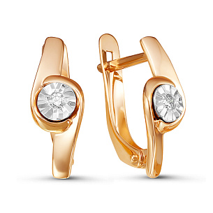 Серьги из красного золота с бриллиантом