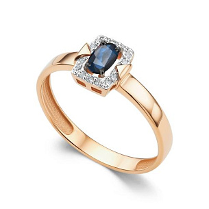 Кольцо из красного золота с бриллиантом