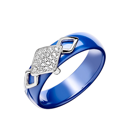 Кольцо из серебра с керамикой, фианитами