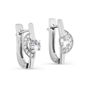 Серьги с английским замком из серебра с фианитами