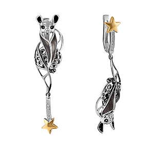 Серьги с английским замком из серебра с фианитами