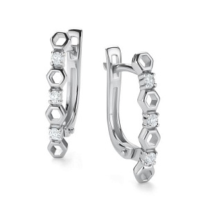 Серьги с английским замком из белого золота с бриллиантами