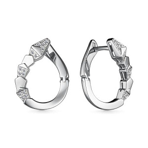 Серьги с английским замком из белого золота с бриллиантами