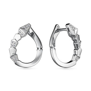 Серьги с английским замком из белого золота с бриллиантами