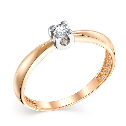 Кольцо из красного золота с бриллиантом