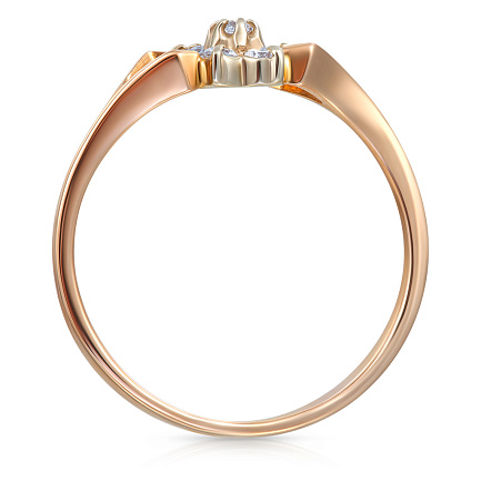 Кольцо из красного золота с фианитом