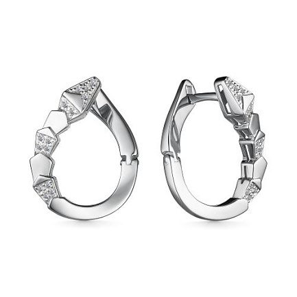 Серьги с английским замком из белого золота с бриллиантами